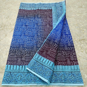 Kota Doria Hand Block Print Saree