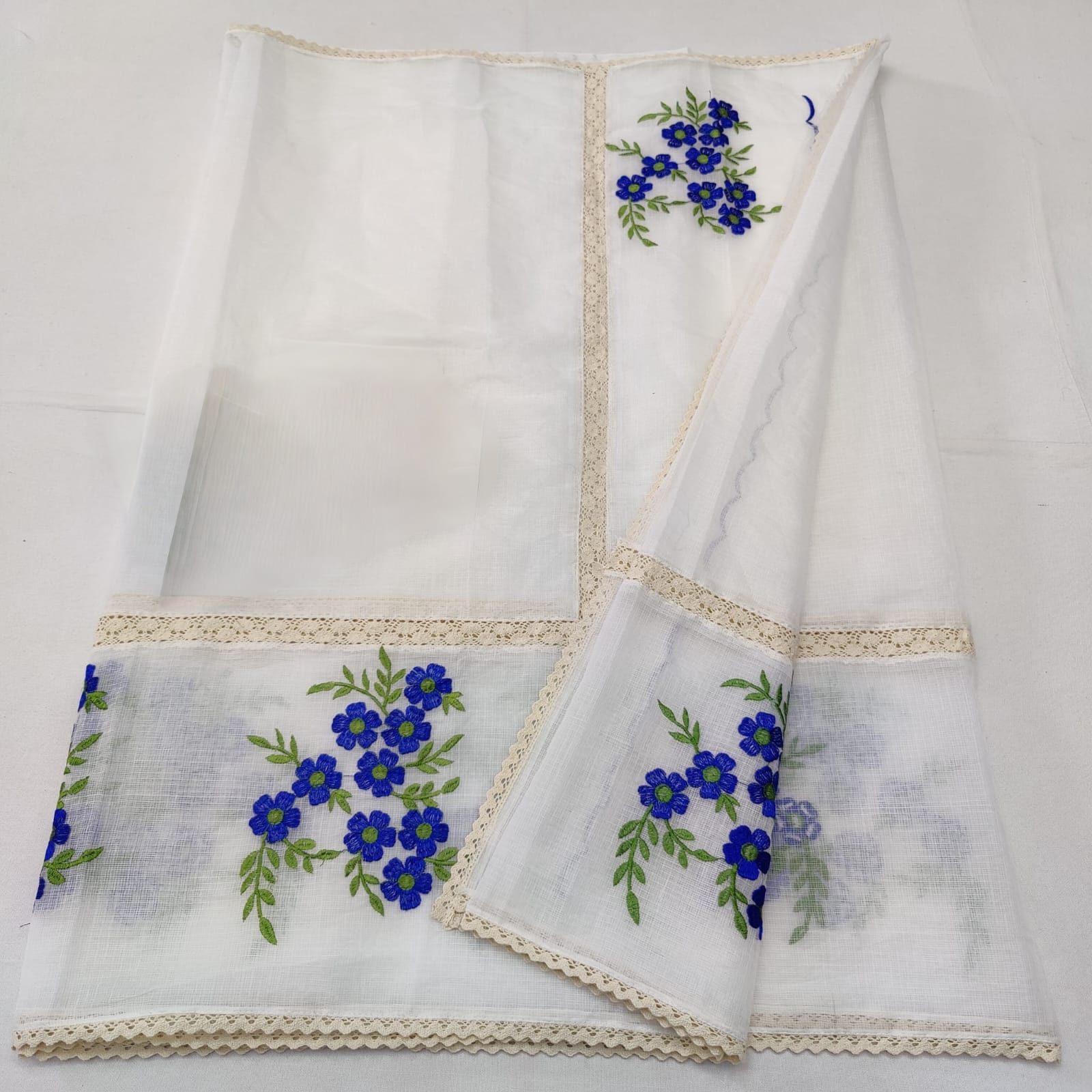 Kota Doria Crochet Lace Saree