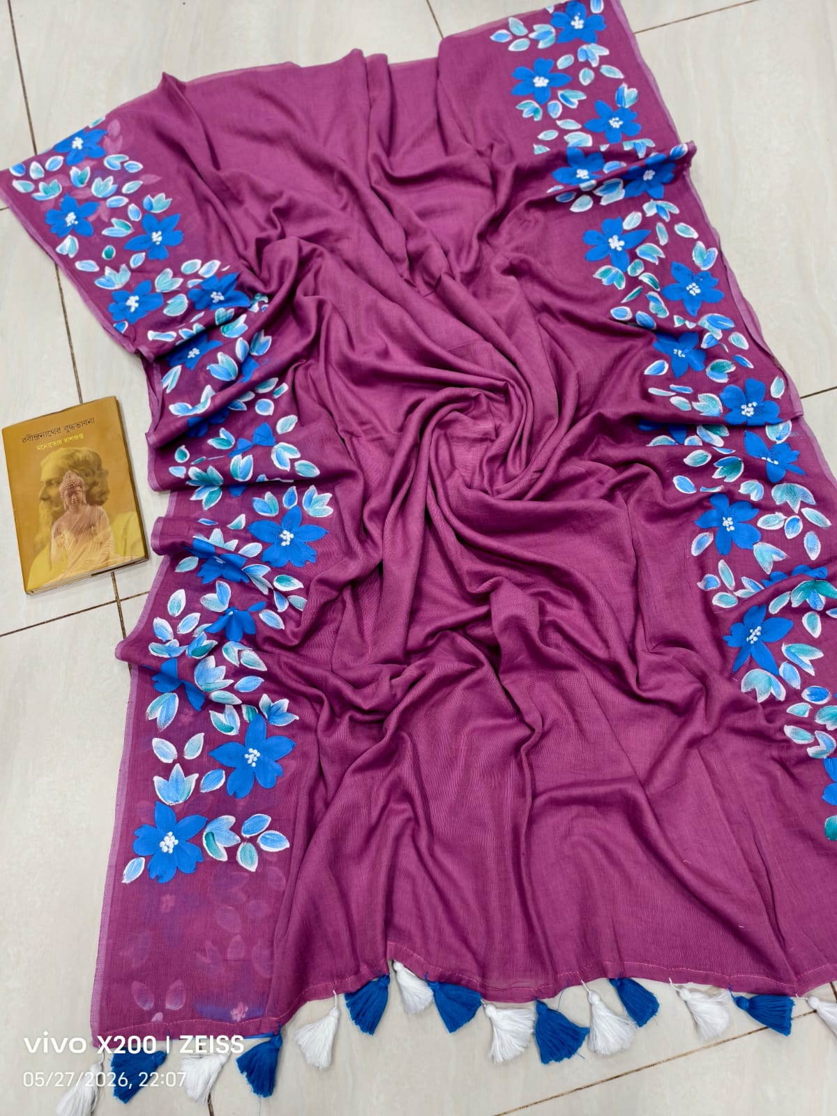 Hand Painted Mulmul Cotton Saree
