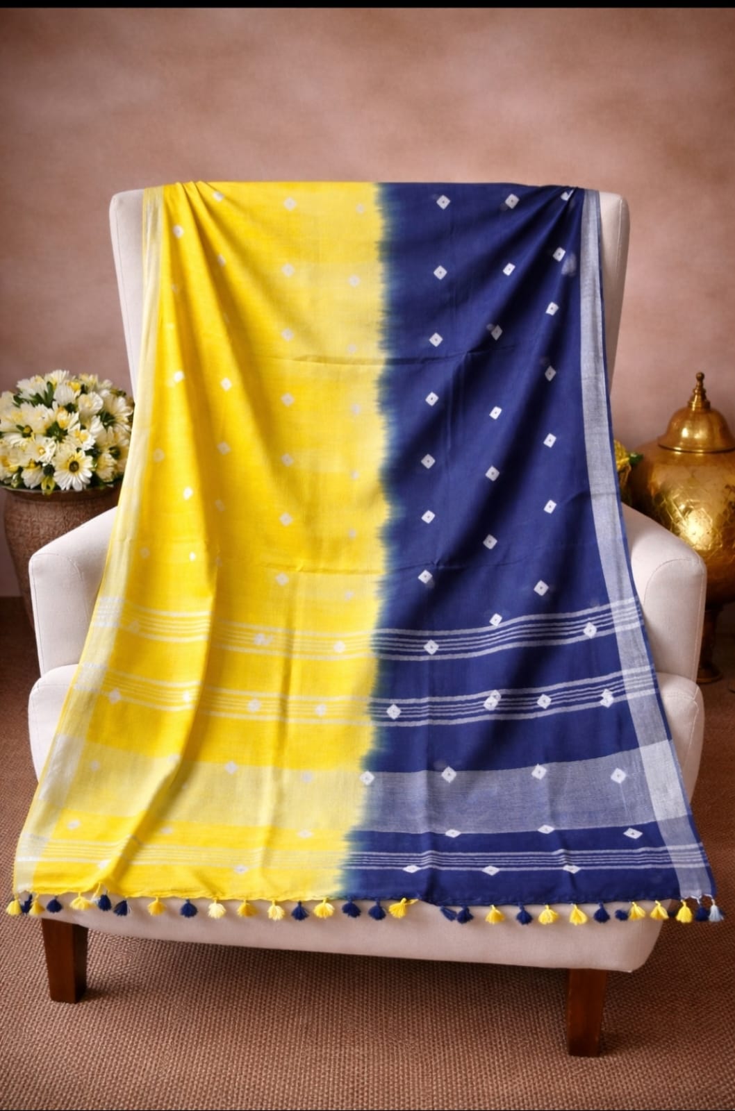 Premium Cotton Slub Shibori Saree