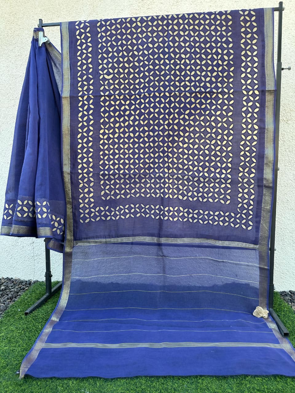 Pure Chanderi Silk Saree with Applique Work
