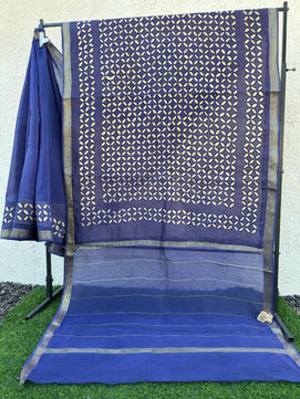 Pure Chanderi Silk Saree with Applique Work