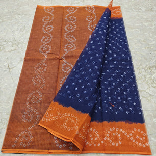Kota Doria Pure Cotton Hand Tie & Dye Bandhej Saree