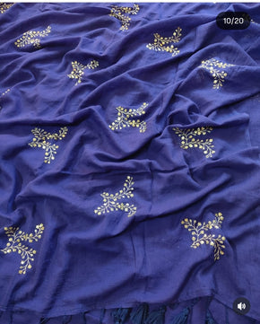 Exclusive Mirror Work Mulmul Cotton Saree