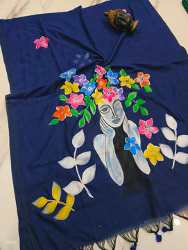 Cotton Saree with Hand Painting
