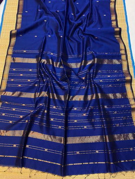 Maheshwari Cotton Silk Saree with Golden Zari Buta