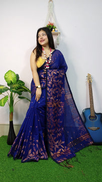 Handloom Copper Woven Saree – Cotton Silk