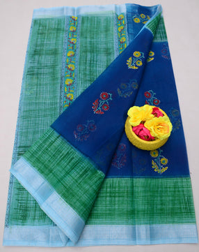 Kota Doria Hand Block Print Saree