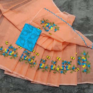 Kota Doria Embroidery Saree