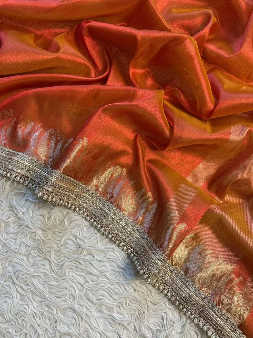 Tissue Silk Saree with Lace Work