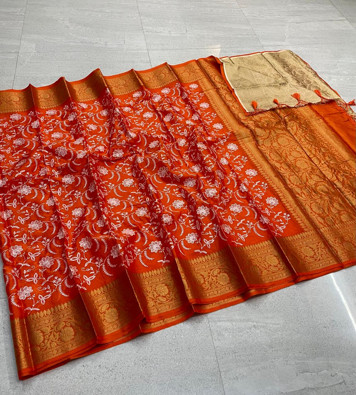 Wam Silk Embroidery Work Saree