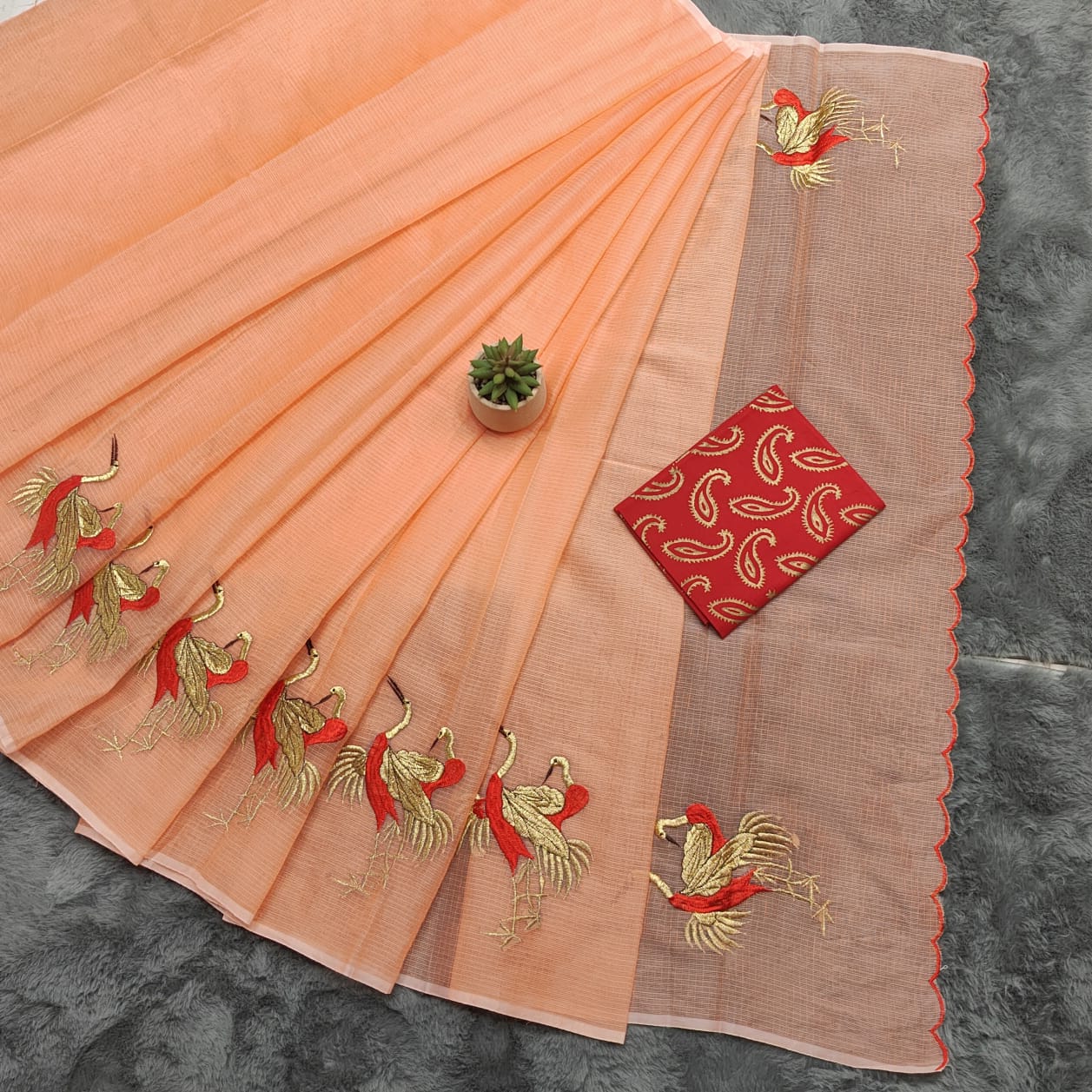 Kota Doria Embroidery Saree