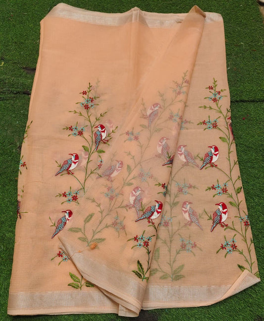 Kota Cotton Embroidery Work Saree