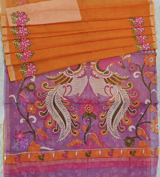 Pure Cotton Kota Saree with Embroidery