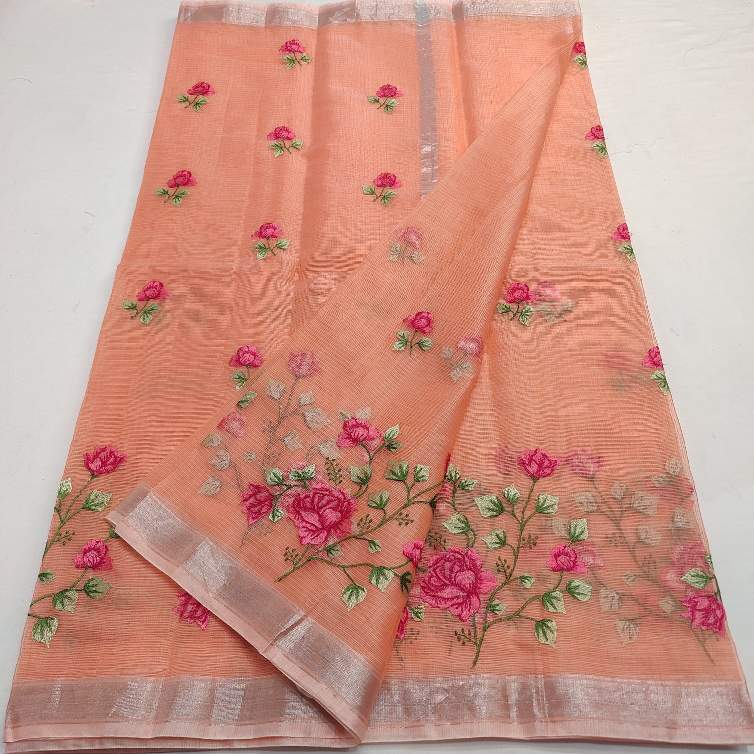 Kota Doria Embroidery Saree