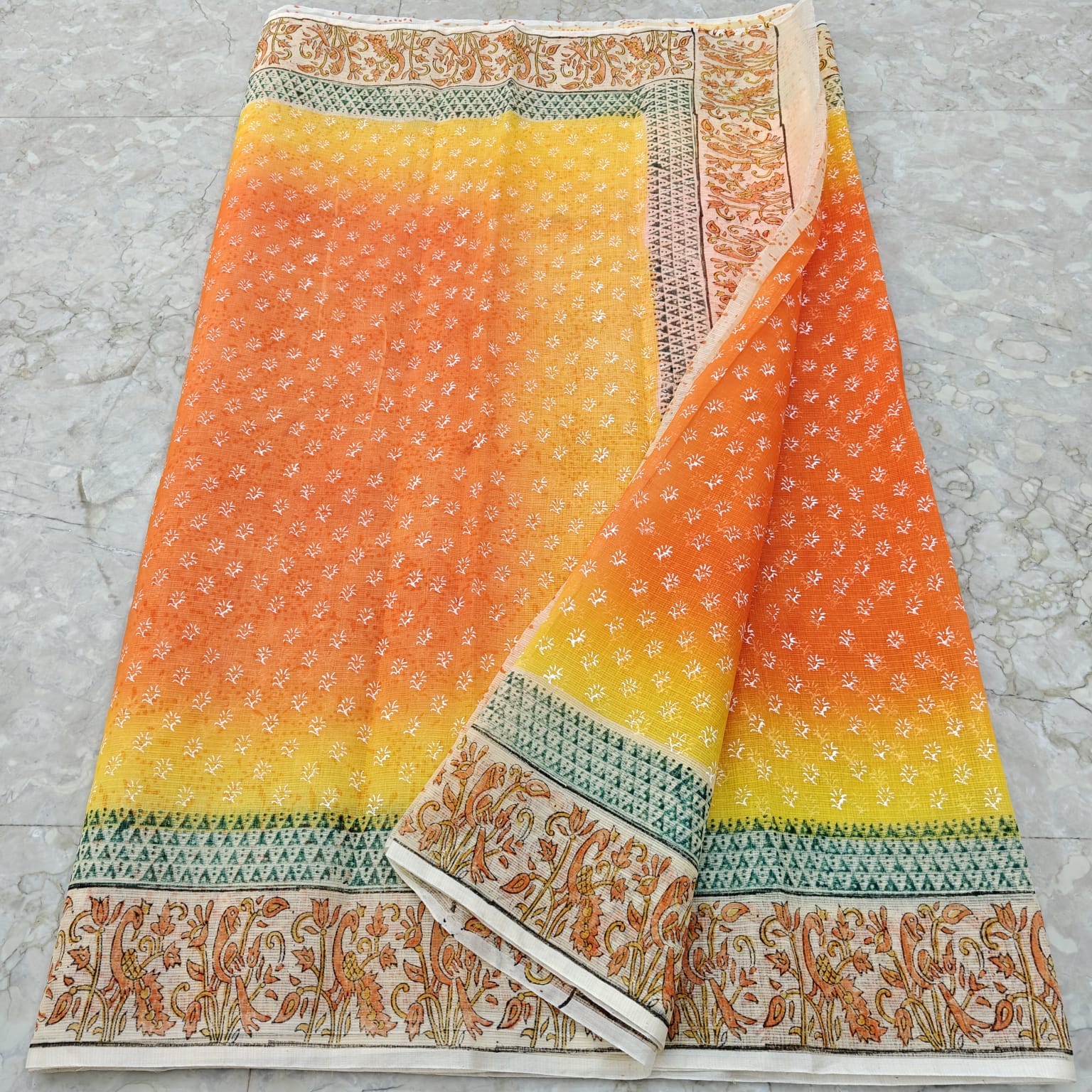 Kota Doria Hand Block Print Saree