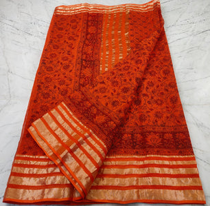 Premium Pure Cotton Kota Doria Printed Saree