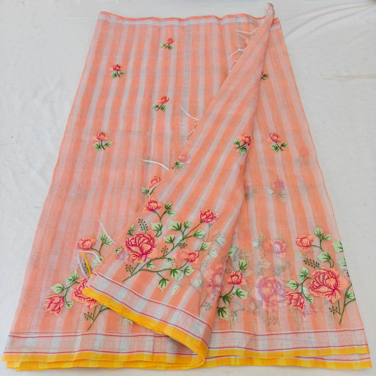 Kota Doria Mix Cotton Computerized Embroidery Saree
