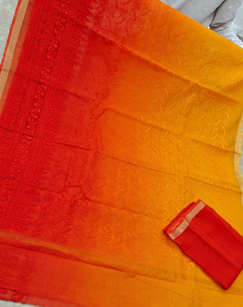 Pure Cotton Kota Saree with Embroidery Work