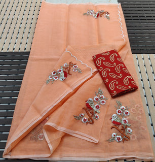 Kota Doria Embroidery Saree