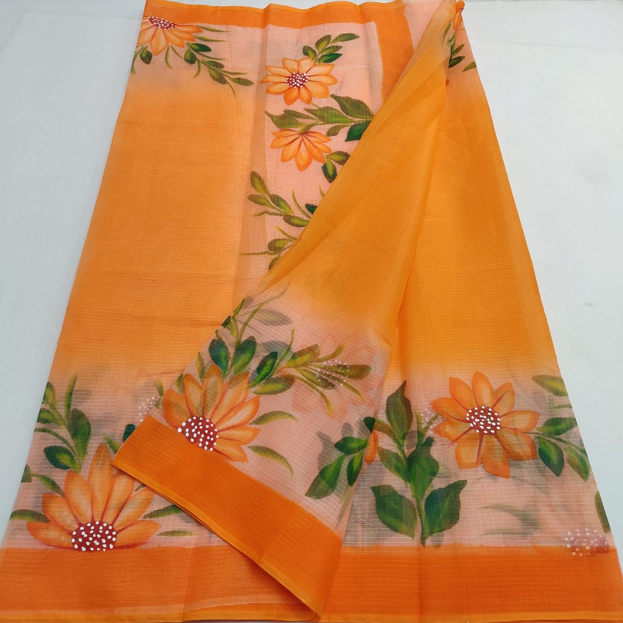 Kota Doria Hand Painted Saree