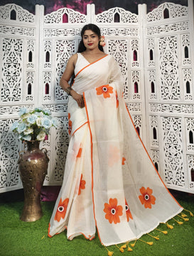 Mulmul Cotton Handprint Saree