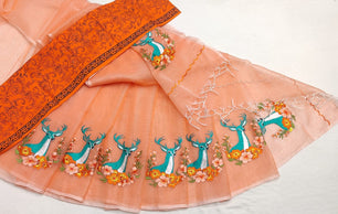 Kota Doria Mix Cotton Embroidery Saree