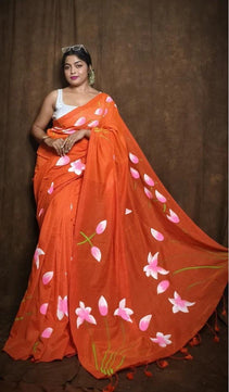 Handwoven Cotton Saree with Hand Printing
