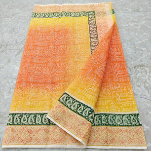 Kota Doria Hand Block Print Saree
