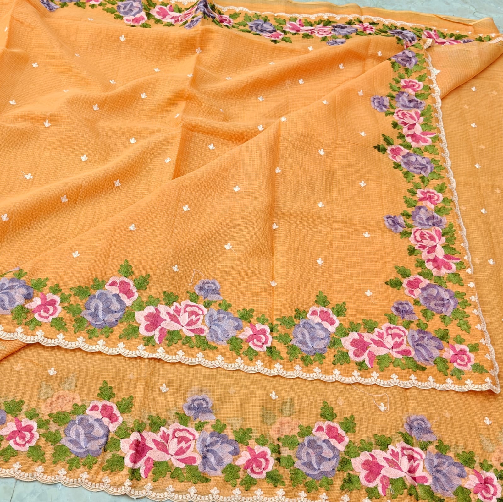 Pure Cotton Kota Saree with Embroidery Work