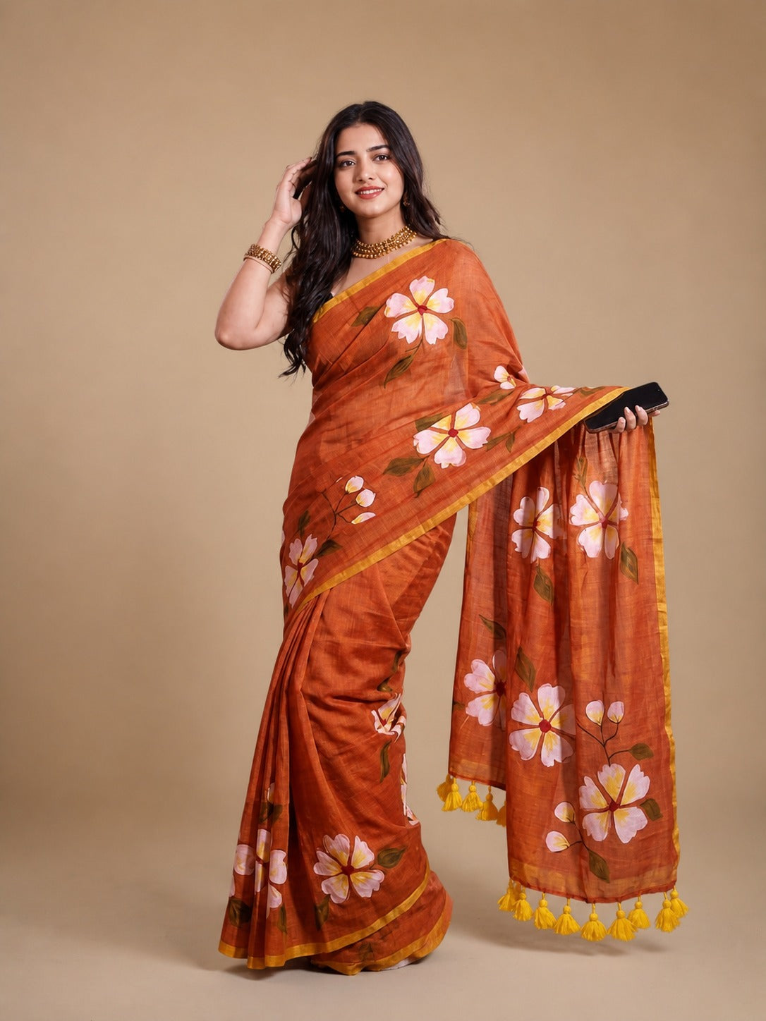 Mulmul Cotton Handprint Saree