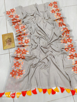 Hand Painted Mulmul Cotton Saree