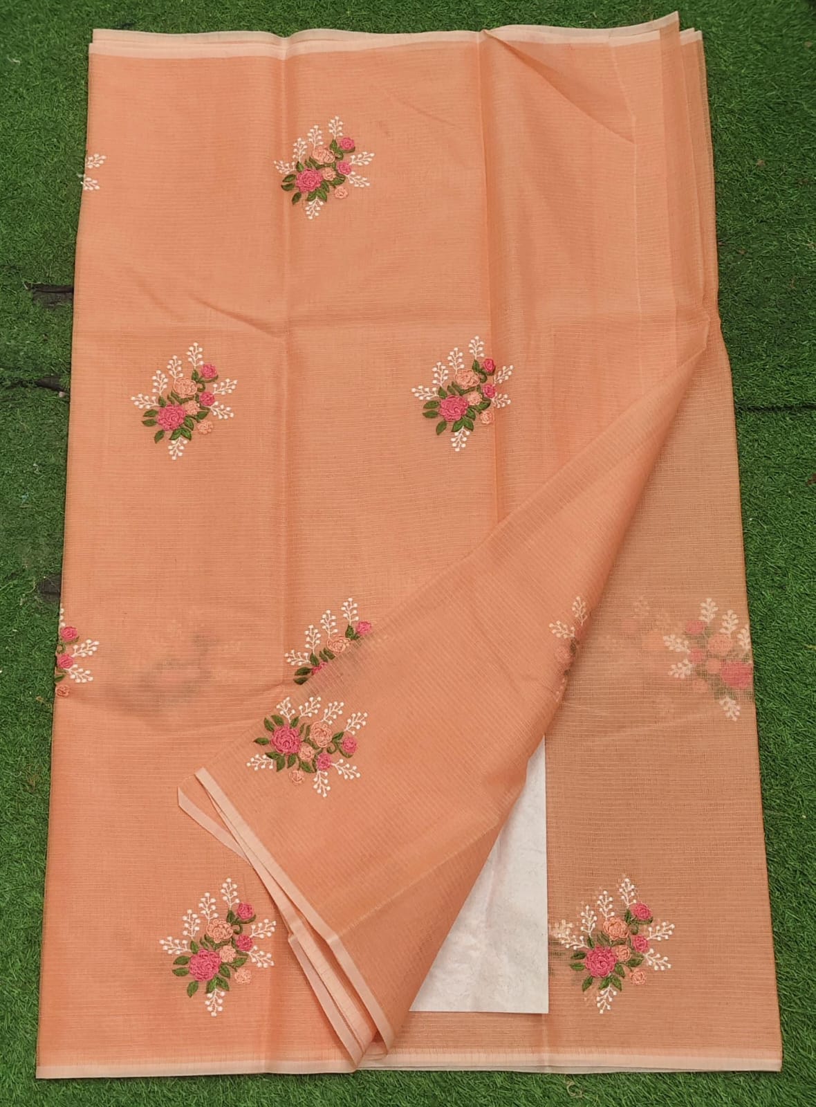 Kota Cotton Embroidery Work Saree