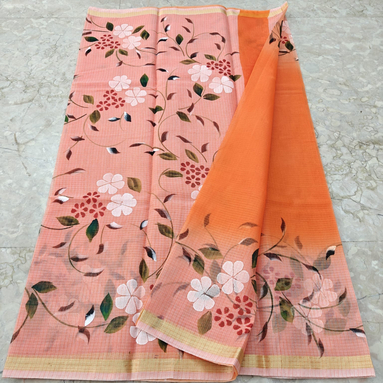 Cotton Kota Hand Brush Paint Saree