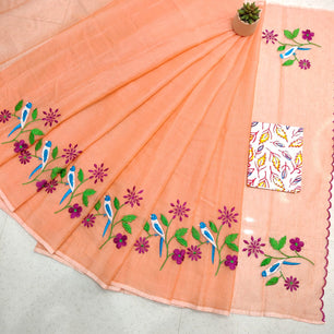 Kota Doria Saree with Embroidery