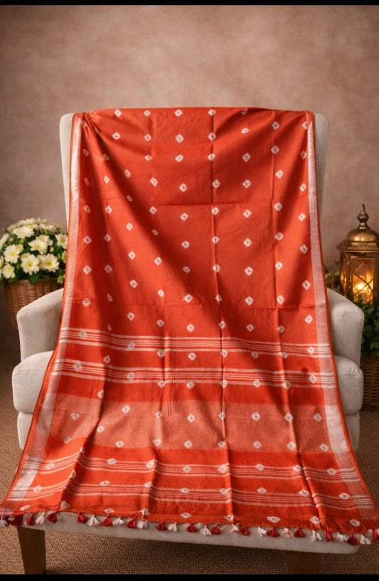 Premium Cotton Slub Shibori Saree