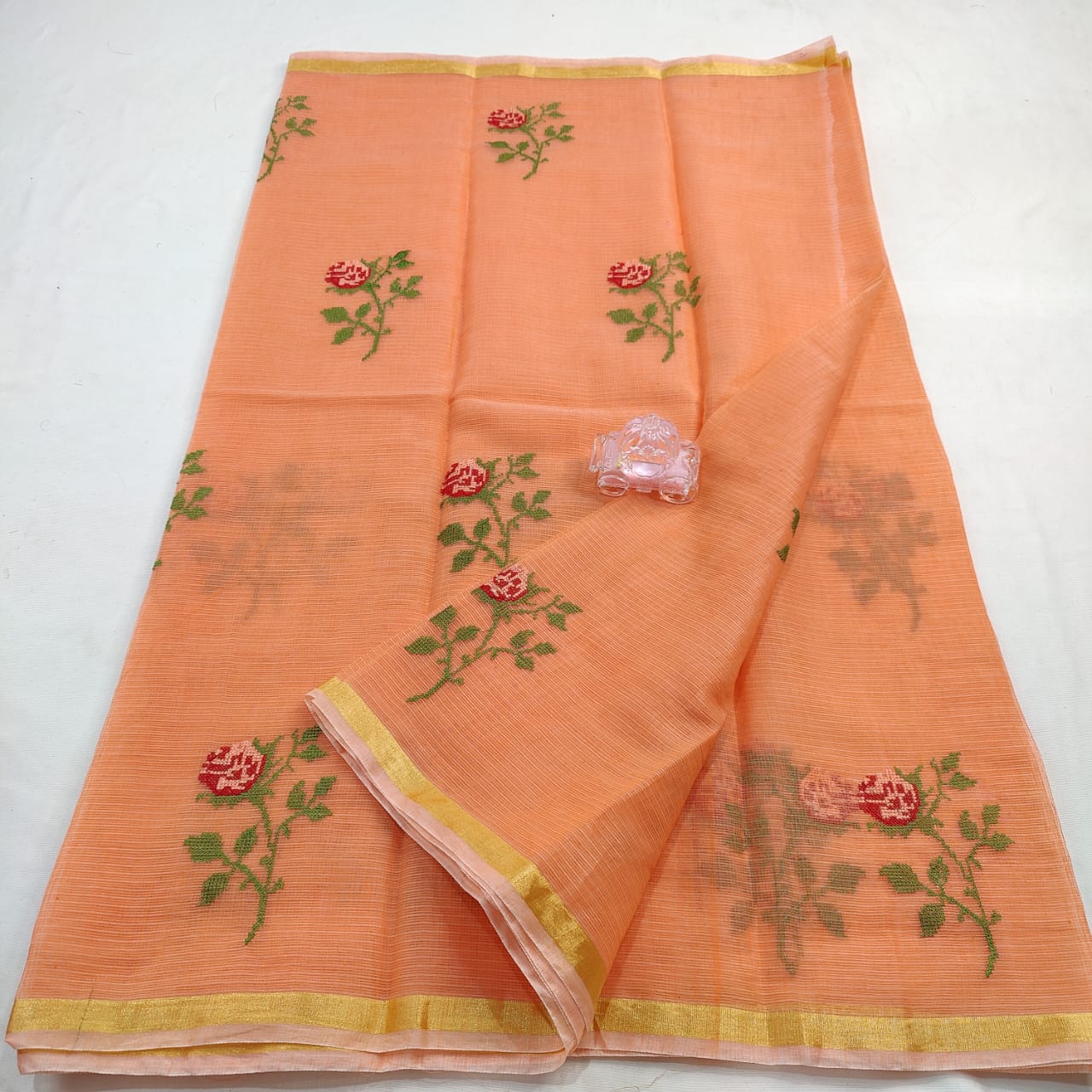 Kota Doria Embroidery Saree