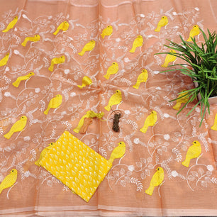 Kota Doria Embroidery Saree