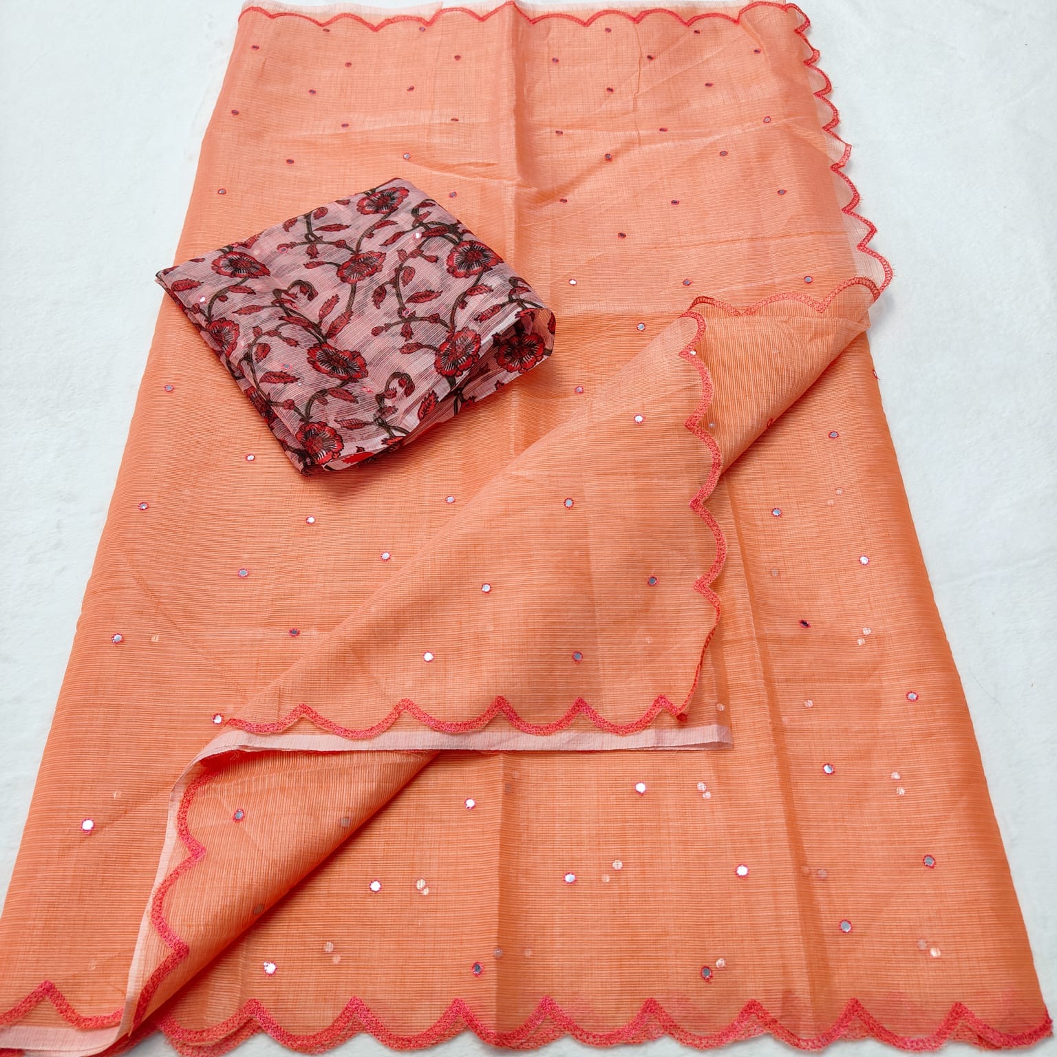 Kota Doria Mirror Work Saree