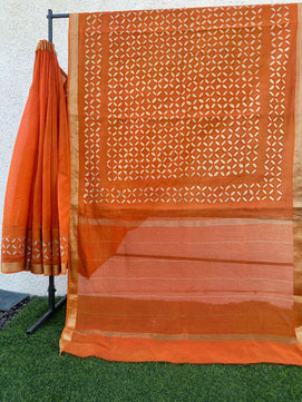 Pure Chanderi Silk Saree with Applique Work