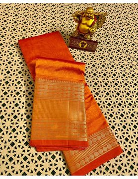 Maheshwari Silk Saree with Silver Zari Weaving Border