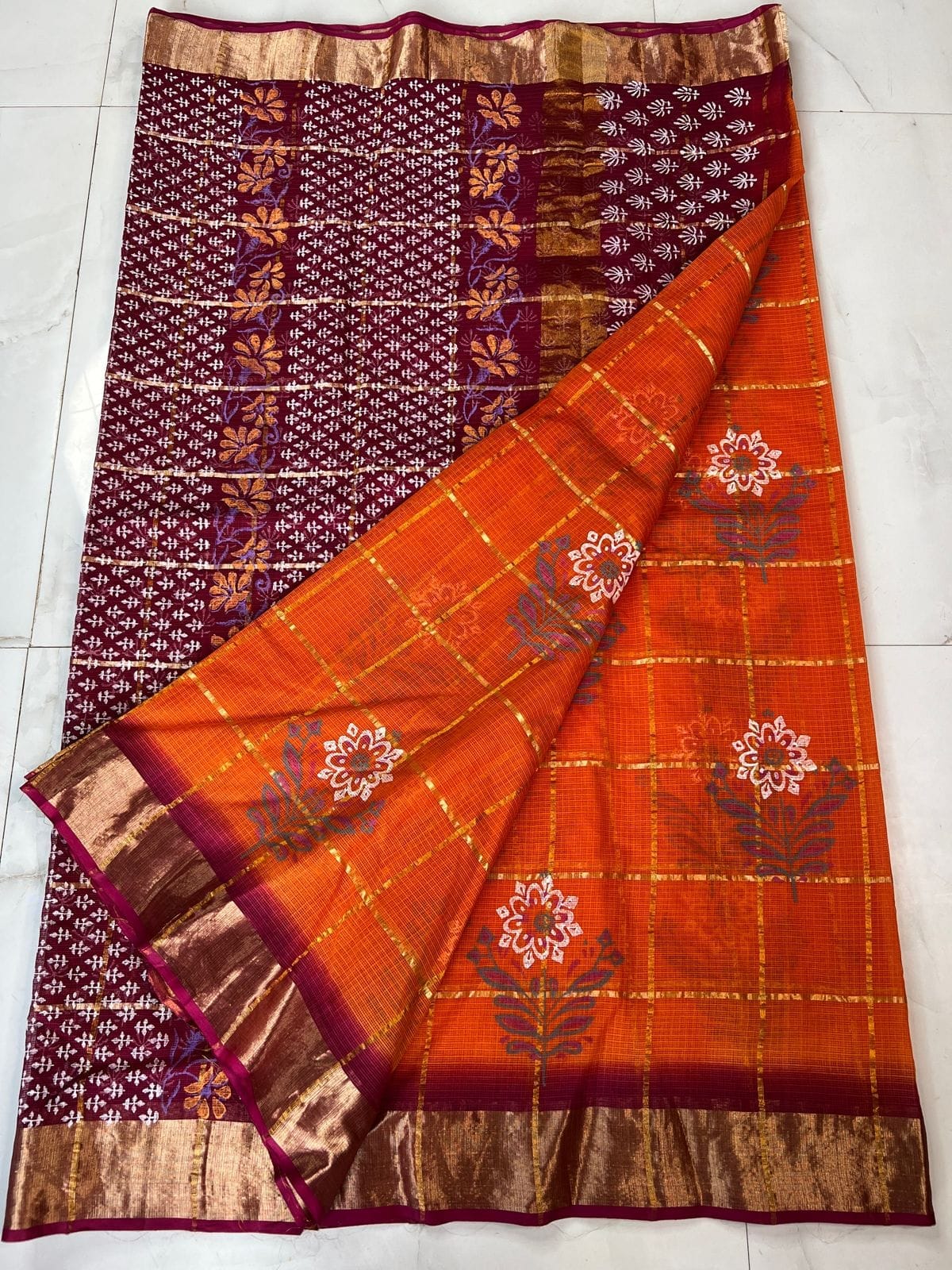 Premium Pure Cotton Kota Doria Printed Saree