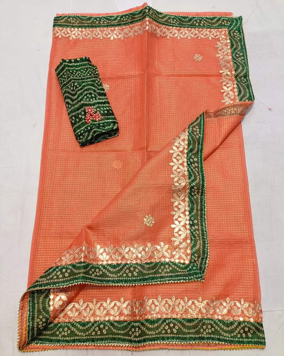 Kota Doria Bandhej Border Saree