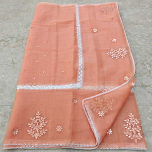 Kota Doria Gotta Patti Work with Crochet Lace Saree