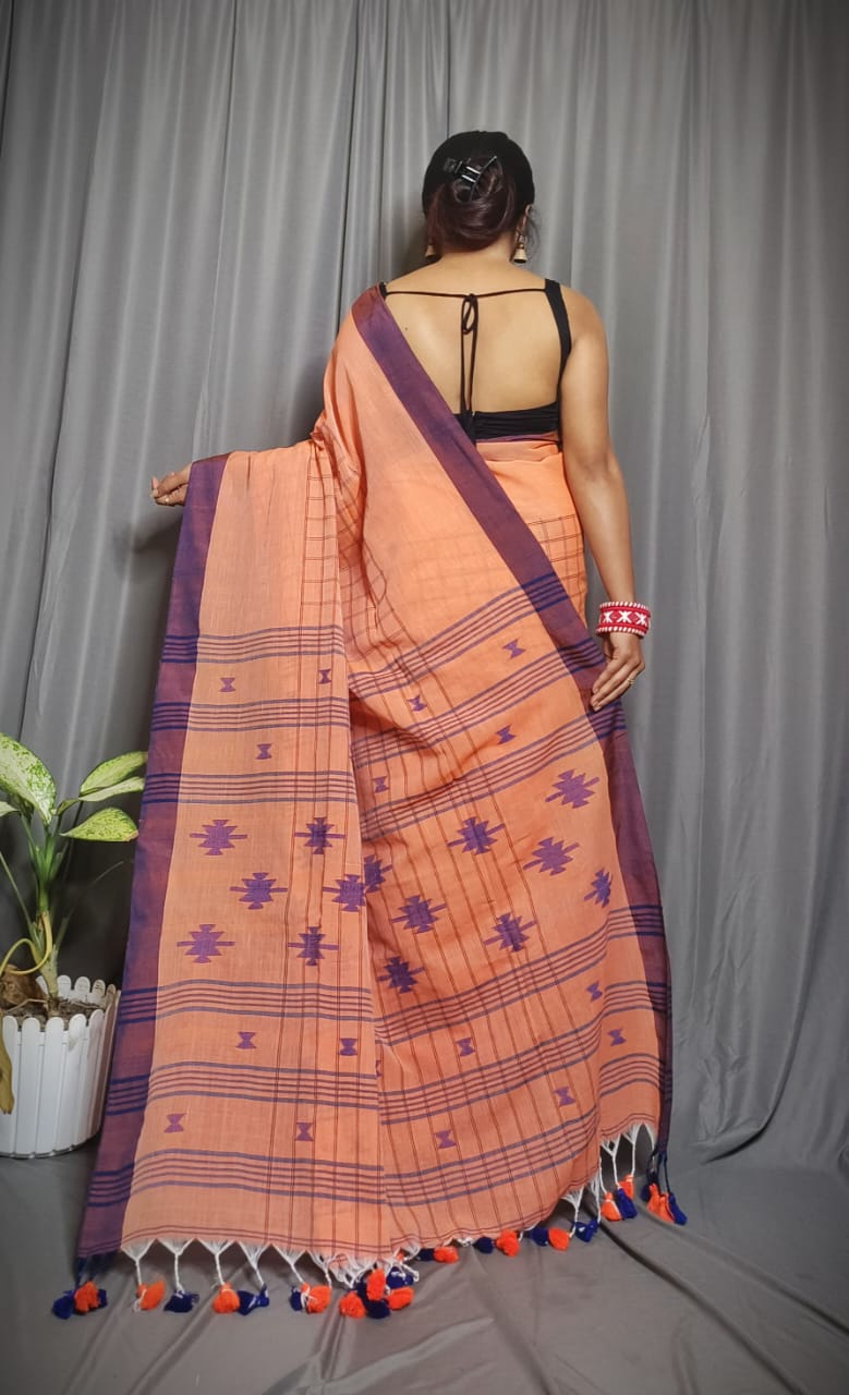 Premium Cotton Check Buti Saree