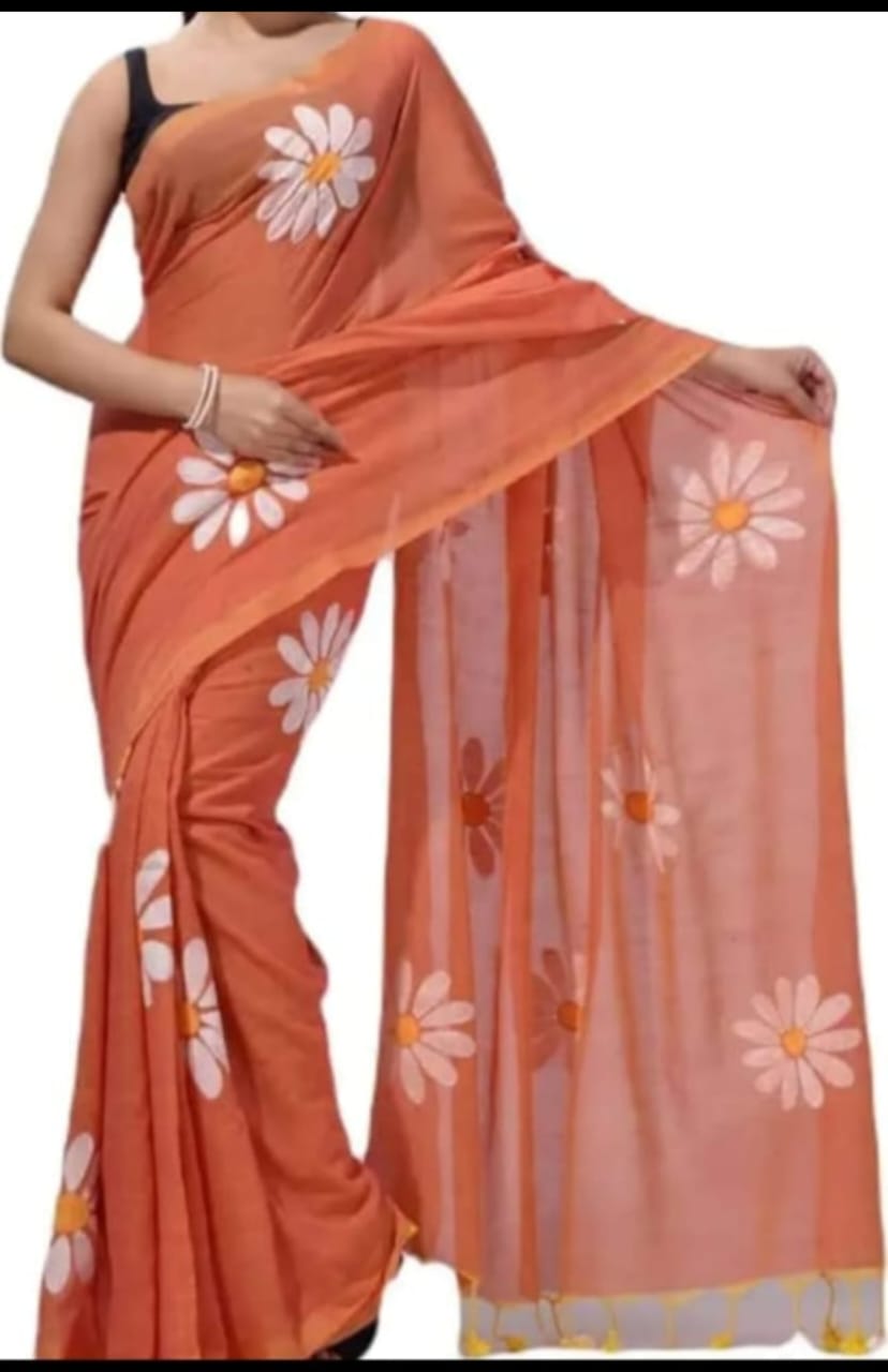 Sunflower Hand Print Saree