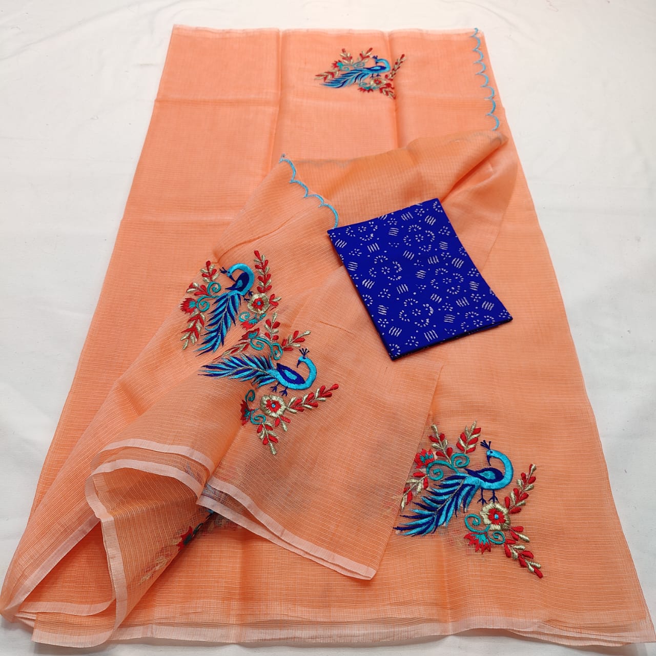 Kota Doria Saree with embroidery