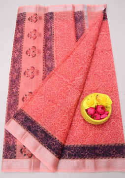Kota Doria Hand Block Print Saree