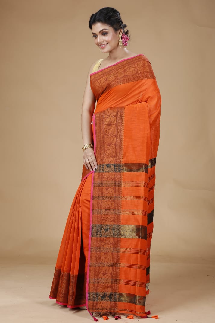 Handloom Pata Copper Zari Saree