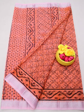 Kota Doria Hand Block Print Saree